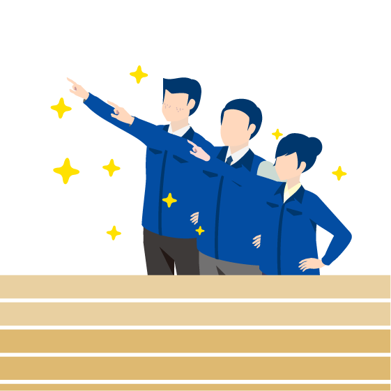 一緒に目標に向かっていく人たちのイラスト